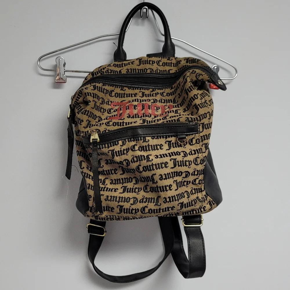 Juicy Couture Backpack Bag‎ Logo Black Brown Pop Out